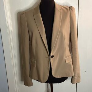 Zara Tan Puff Sleeve One Button Blazer Medium
